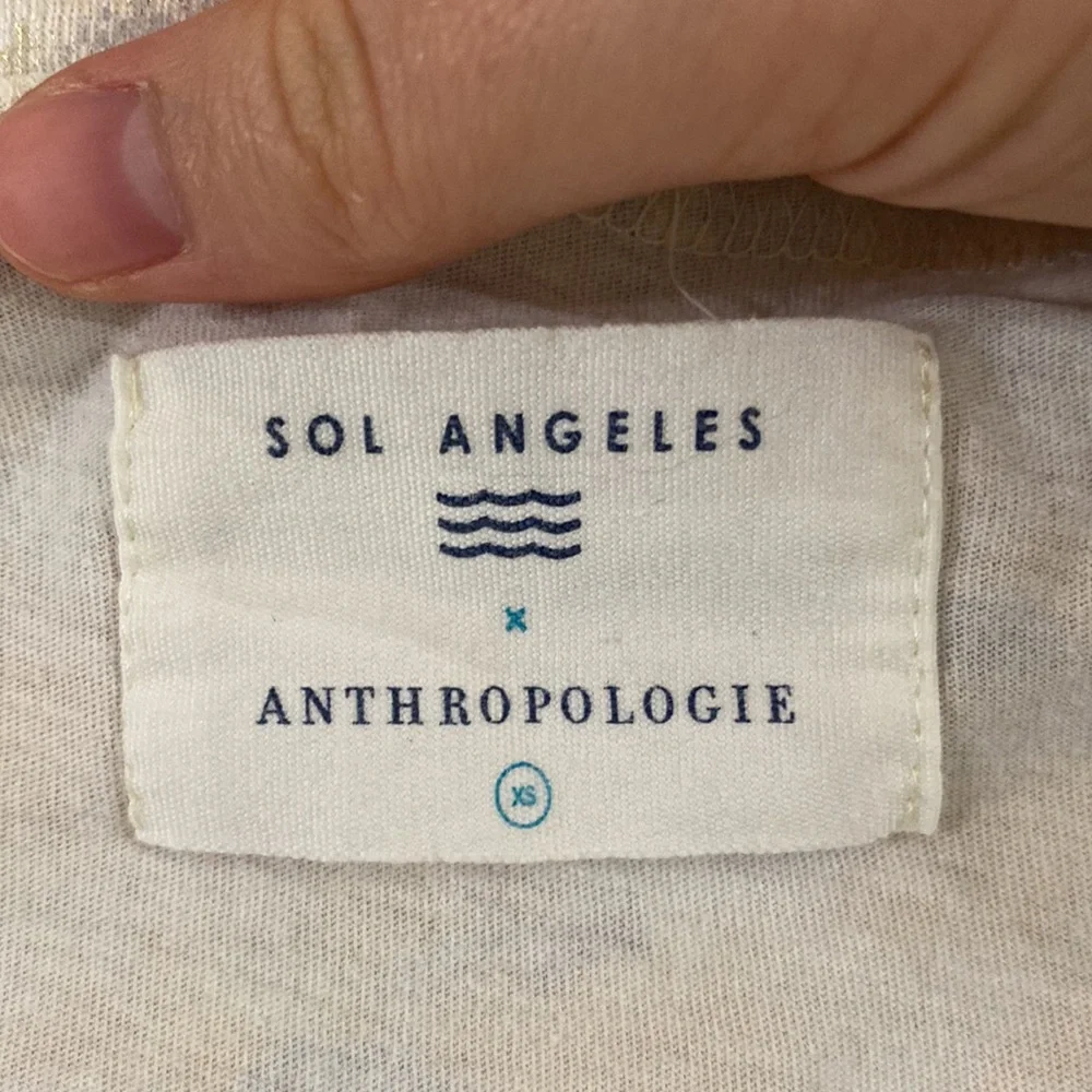 Sol Angeles x Anthropologie gold foiled floral v-neck t-shirt size XS